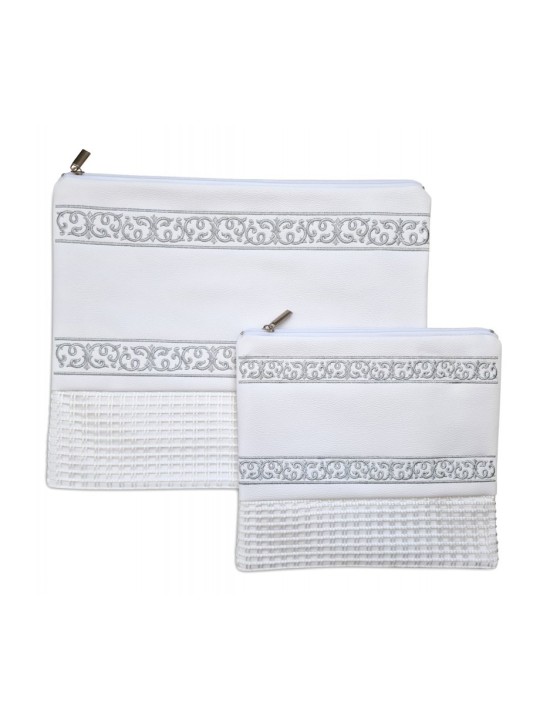 Faux cuir blanc cassé Talit et Tefillin... | Sacs Talit et Téfilines
