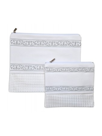 Faux cuir blanc cassé Talit et Tefillin... | Sacs Talit et Téfilines