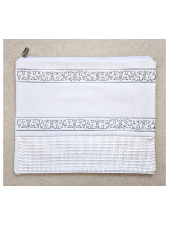 Faux cuir blanc cassé Talit et Tefillin... | Sacs Talit et Téfilines