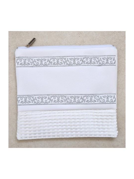 Faux cuir blanc cassé Talit et Tefillin... | Sacs Talit et Téfilines