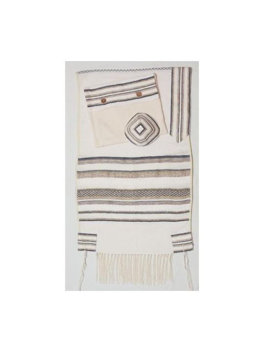 Weaving Creation Talit blanc tissé à la main... | Talit de création de tissage
