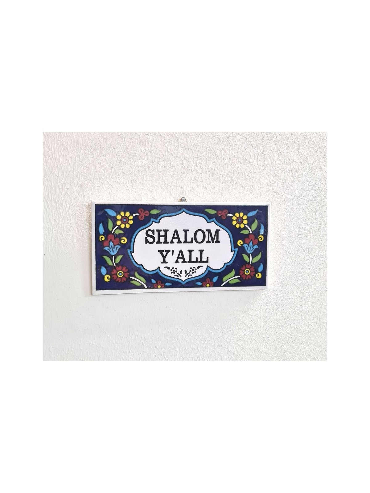 Plaque murale en céramique Design floral arménien Shalom YALL | Meilleures ventes
