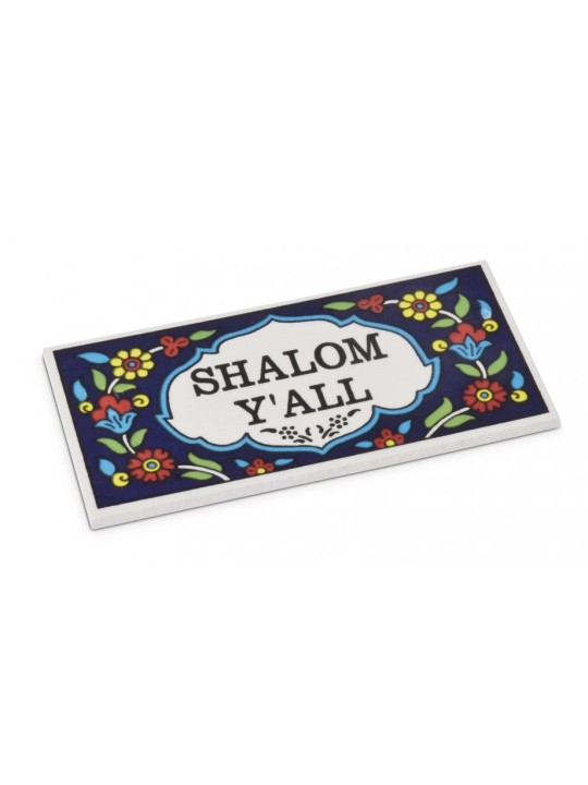 Plaque murale en céramique Design floral arménien Shalom YALL | Meilleures ventes