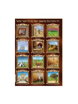 Affiche murale colorée plastifiée Douze tribus d'Israël avec... | Affiches