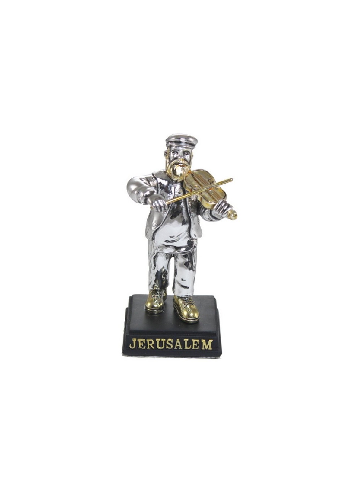 Figurine plaquée argent violoniste juif traditionnel | Figurines