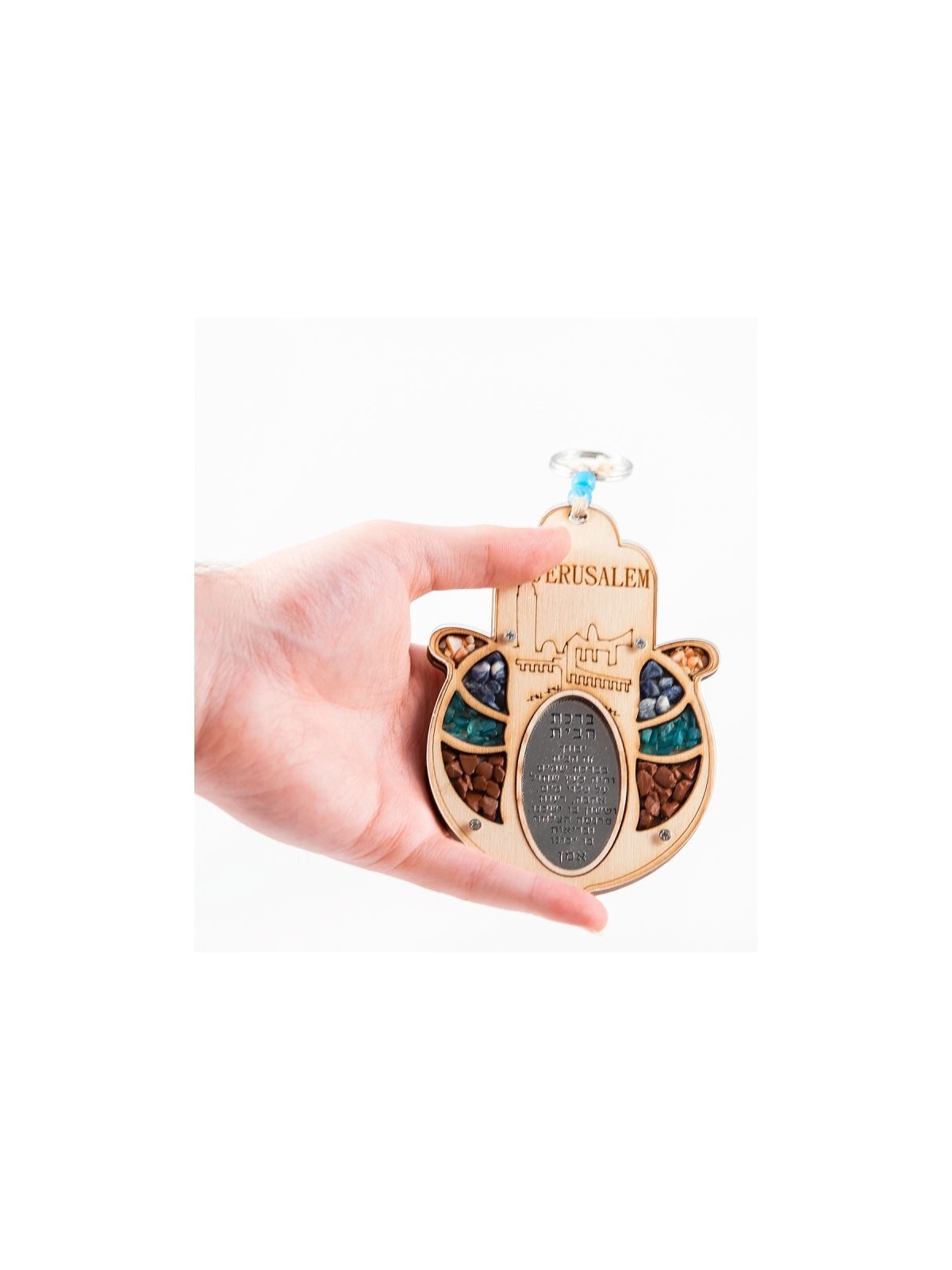Hamsa en bois pour mur avec semi-bénédiction hébraïque de la maison... | Bénédiction à la maison
