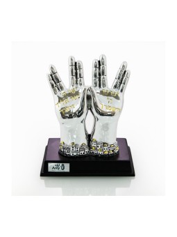 Figurine plaquée argent avec accents dorés sur base en bois H... | Figurines