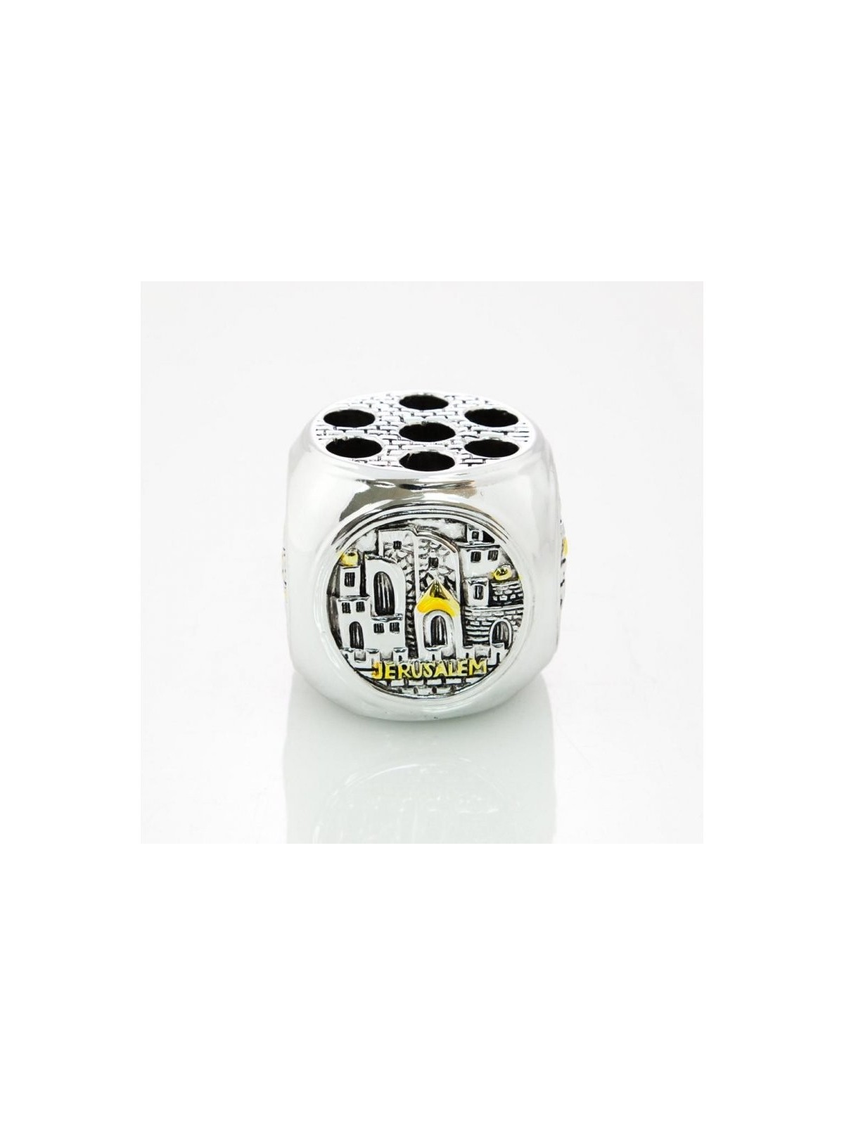 Pen Holder Silver Plated with Gold Accents Jeru... | Table Decorations