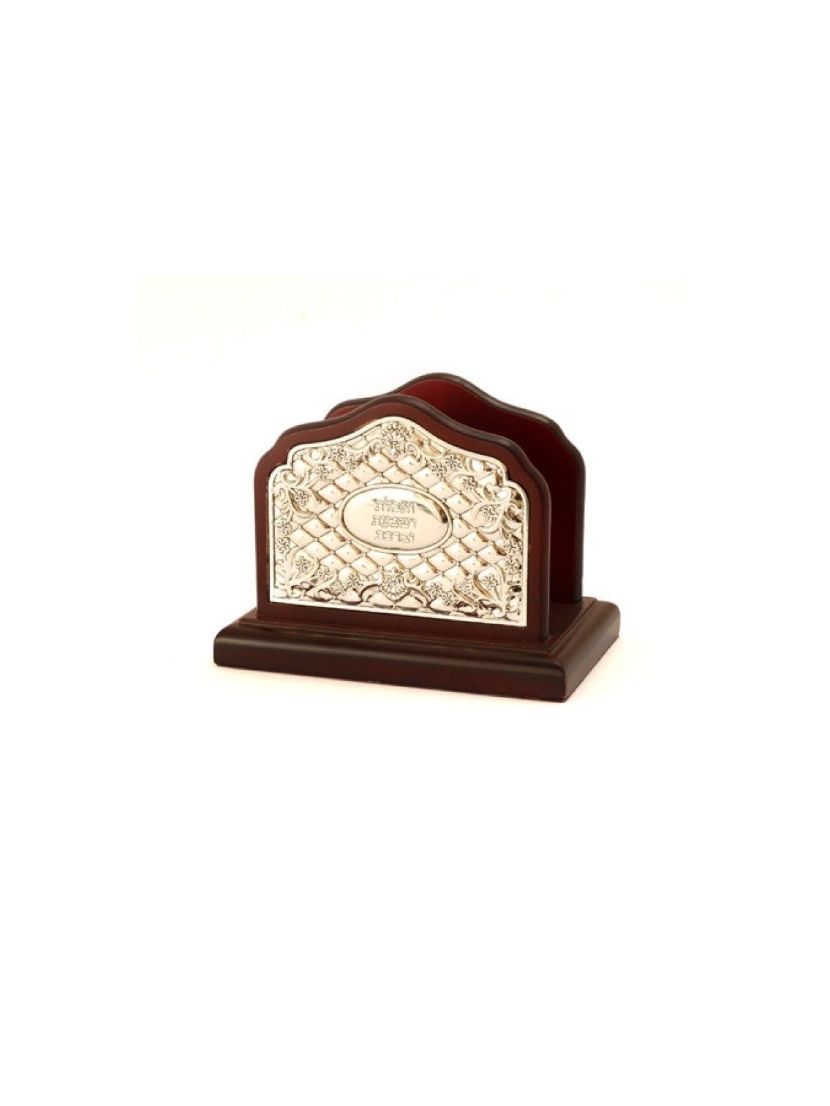 Porte-serviettes floral plaqué bois et argent | Décorations de table