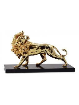 Puissante figurine de lion de Juda sur socle en bois doré avec... | Figurines
