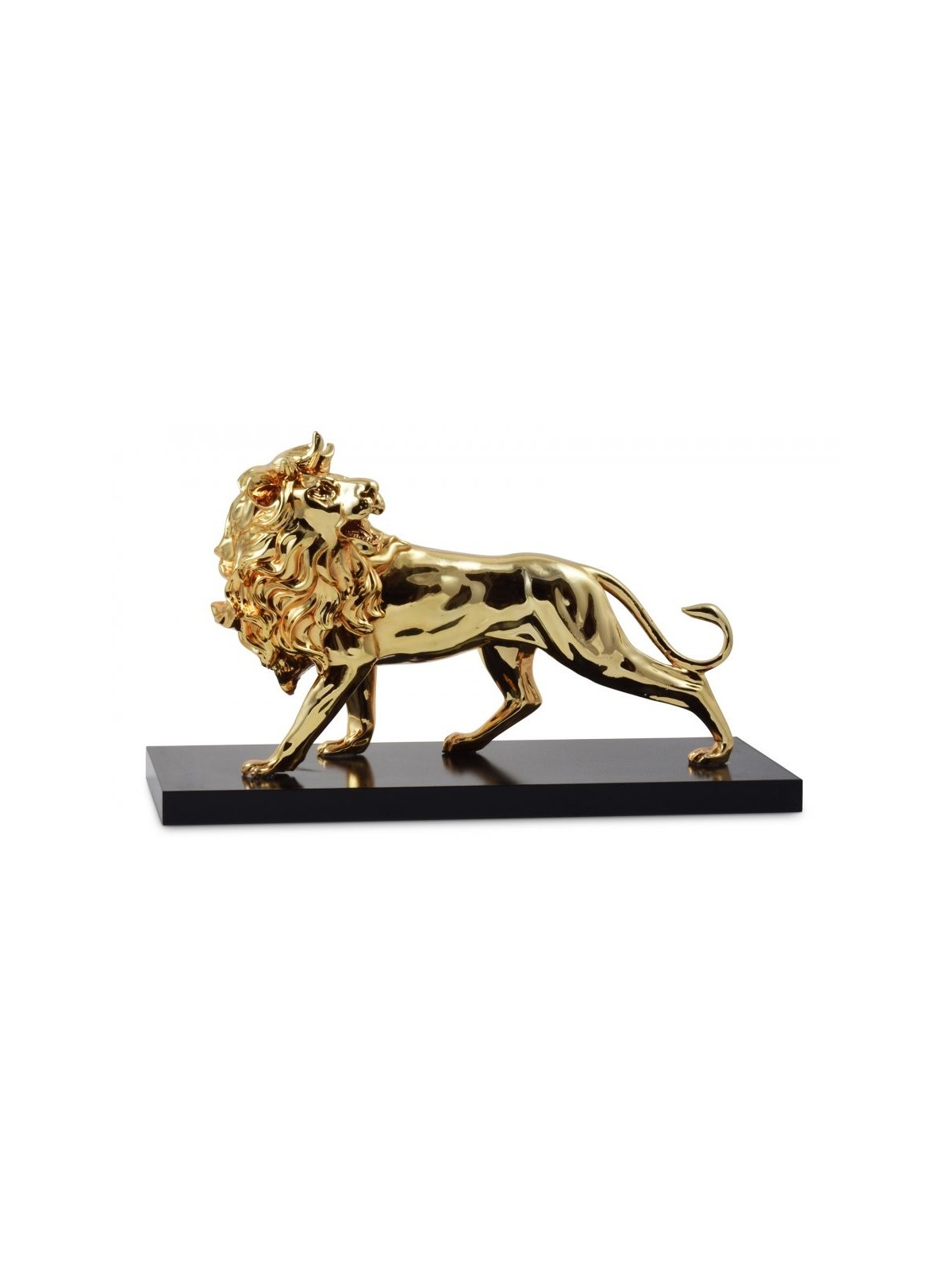 Puissante figurine de lion de Juda sur socle en bois doré avec... | Figurines