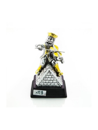 Figurine plaquée argent avec accents dorés sur base en bois F... | Figurines