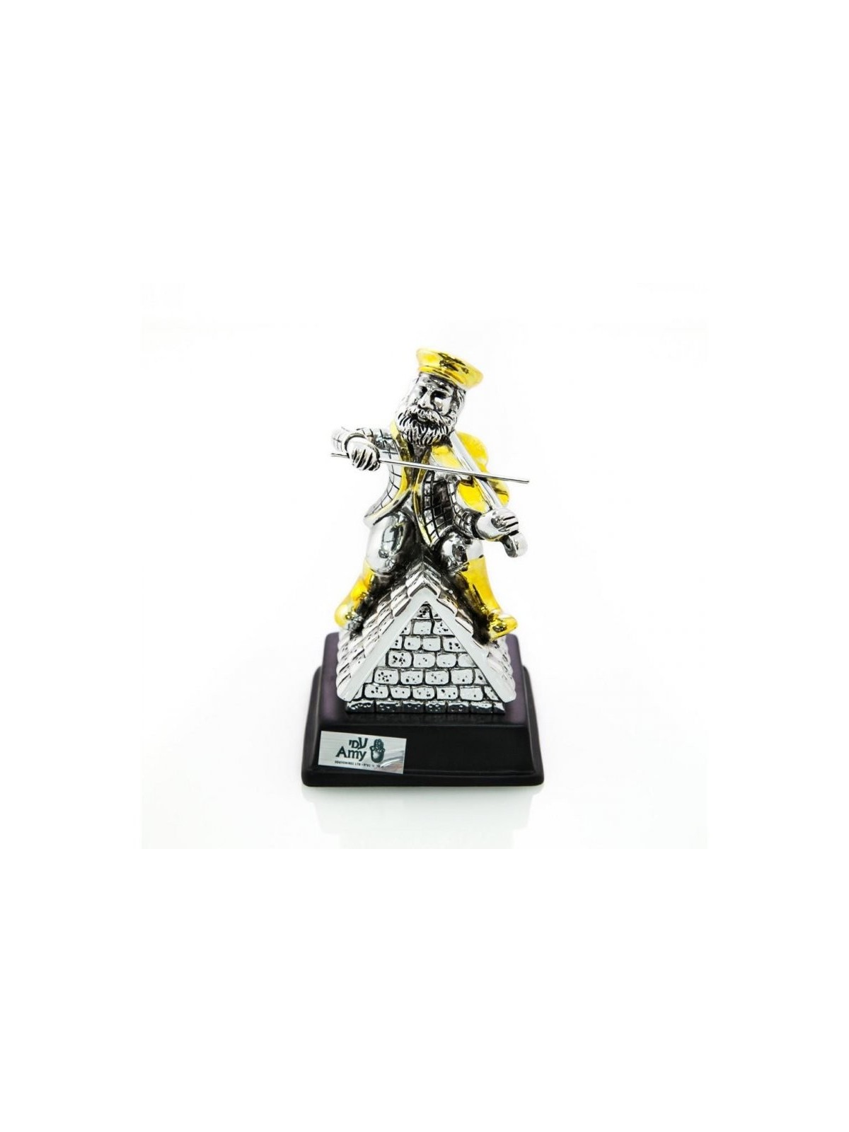 Figurine plaquée argent avec accents dorés sur base en bois F... | Figurines
