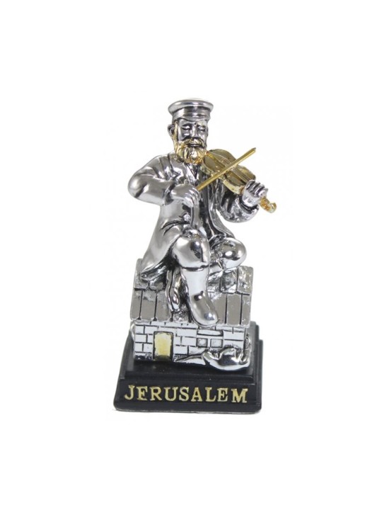 Polyresin Figurine Silver Fiddler On Rooftop Fiddler On... | Figurines