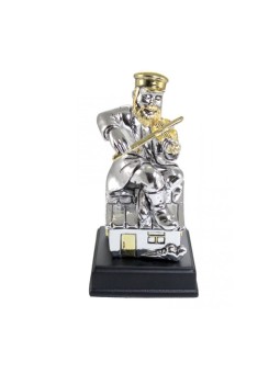 Polyresin Figurine Silvered Hassid On Roof Playing Fidd... | Figurines