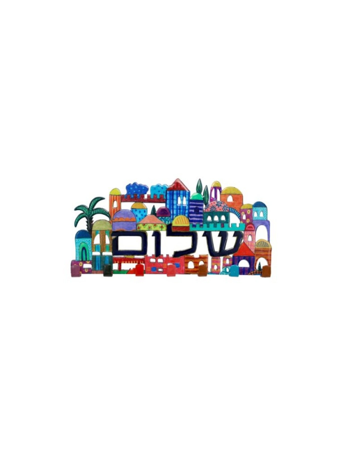 Yair Emanuel Wall Key Hanger Colorful Jerusalem Design %96... | Clocks