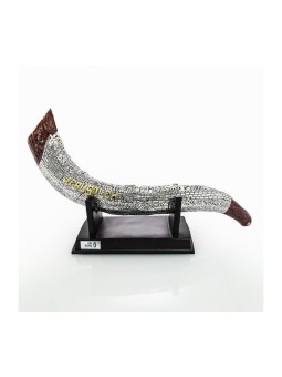 Shofar yéménite décoratif plaqué argent et or sur St... | Figurines
