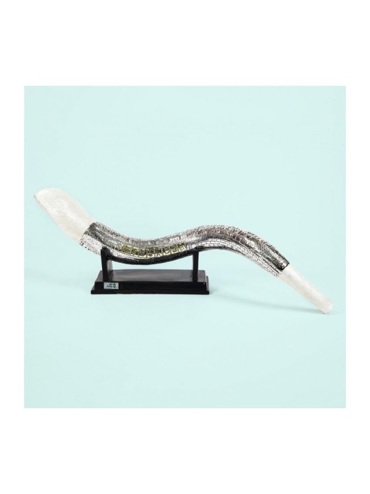 Shofar yéménite décoratif plaqué argent et or sur St... | Figurines