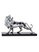 Puissante figurine de lion de Juda sur base en bois plaqué argent | Figurines