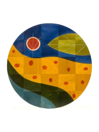 Tapis de sol rond Chemin jaune par Kakadu Art | Décorations de maison