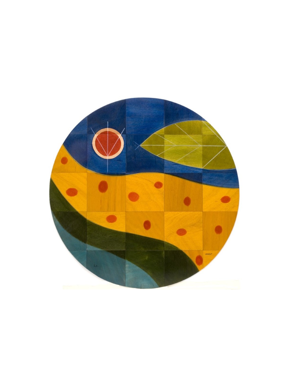 Round Floor Mat Yellow Path מאת Kakadu Art | קישוטים לבית