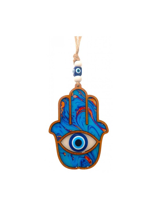 Tenture murale Hamsa en bois avec protection contre le mal... | Tentures murales