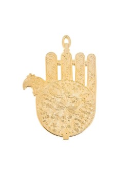 Hamsa murale plaquée or basée sur la synagogue marocaine Lam... | Hamsa en métal