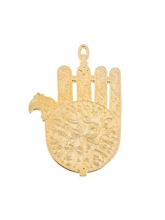 Hamsa murale plaquée or basée sur la synagogue marocaine Lam... | Hamsa en métal