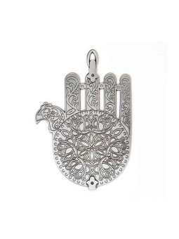Hamsa murale plaquée argent basée sur la synagogue du Maroc... | Hamsa en métal