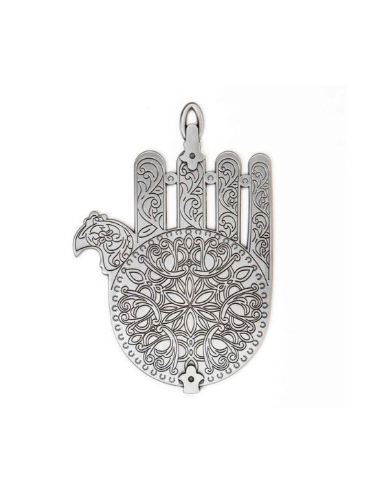 Silver Plated Wall Hamsa based on Morocco Synagogue L... | Metal Hamsa