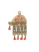 Mur en laiton antique Bonne chance Hamsa avec perles colorées... | Hamsa en métal