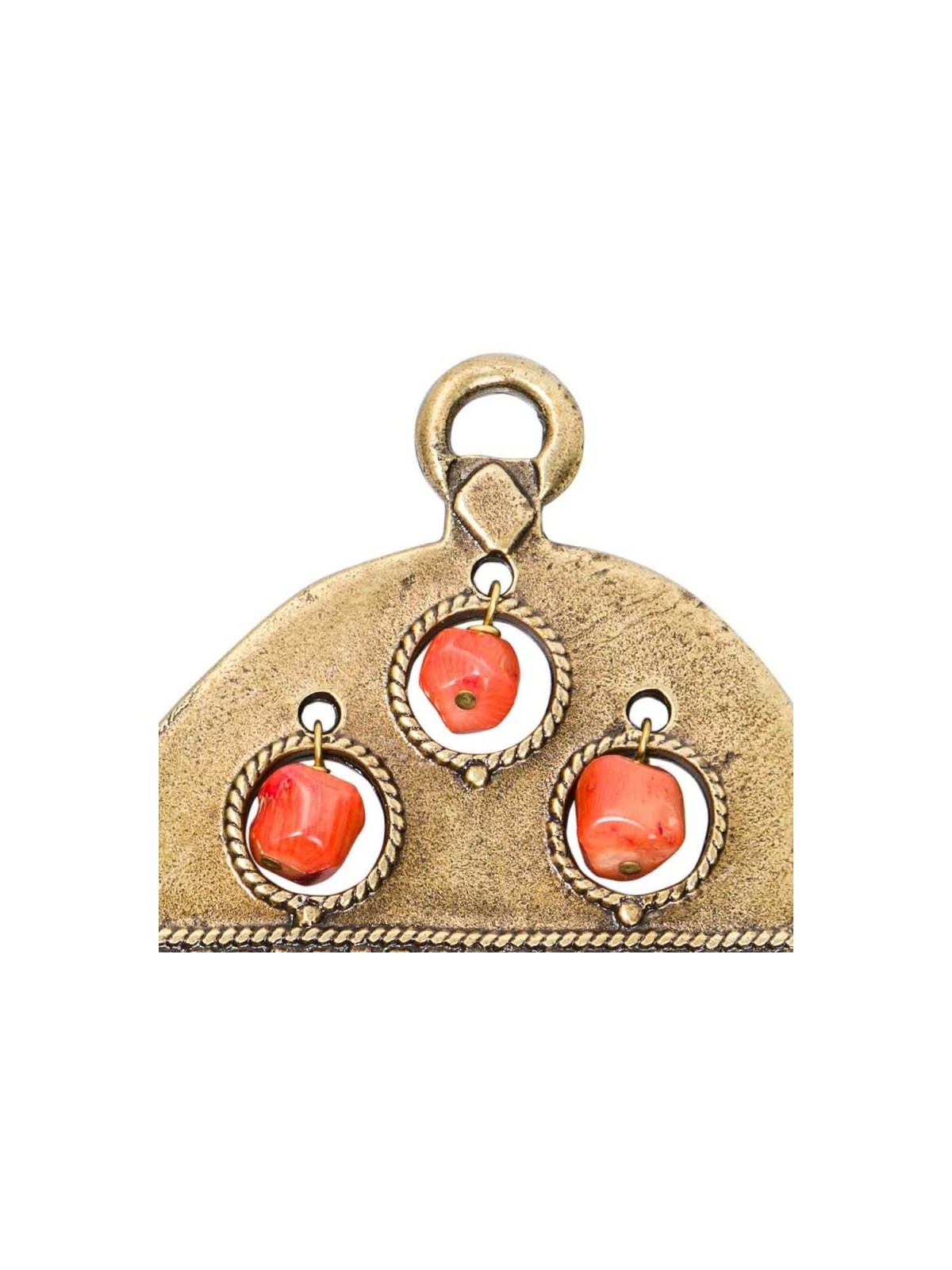 Mur en laiton antique Bonne chance Hamsa avec perles colorées... | Hamsa en métal