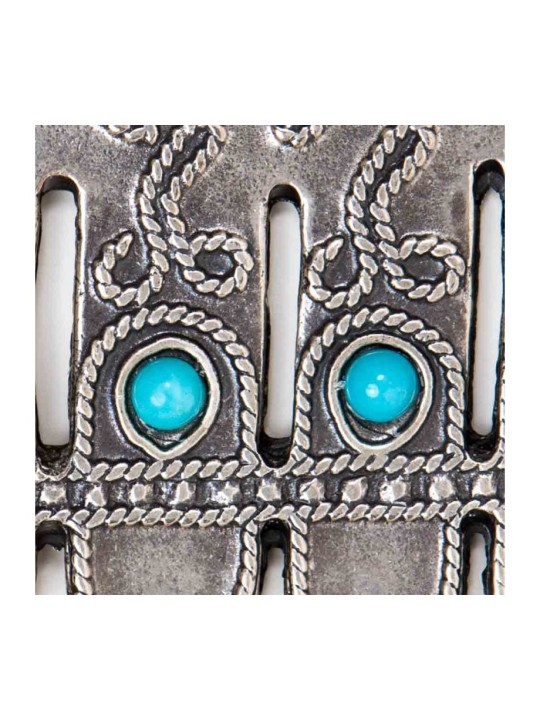 Hamsa murale antique plaquée argent avec perles colorées... | Hamsa en métal