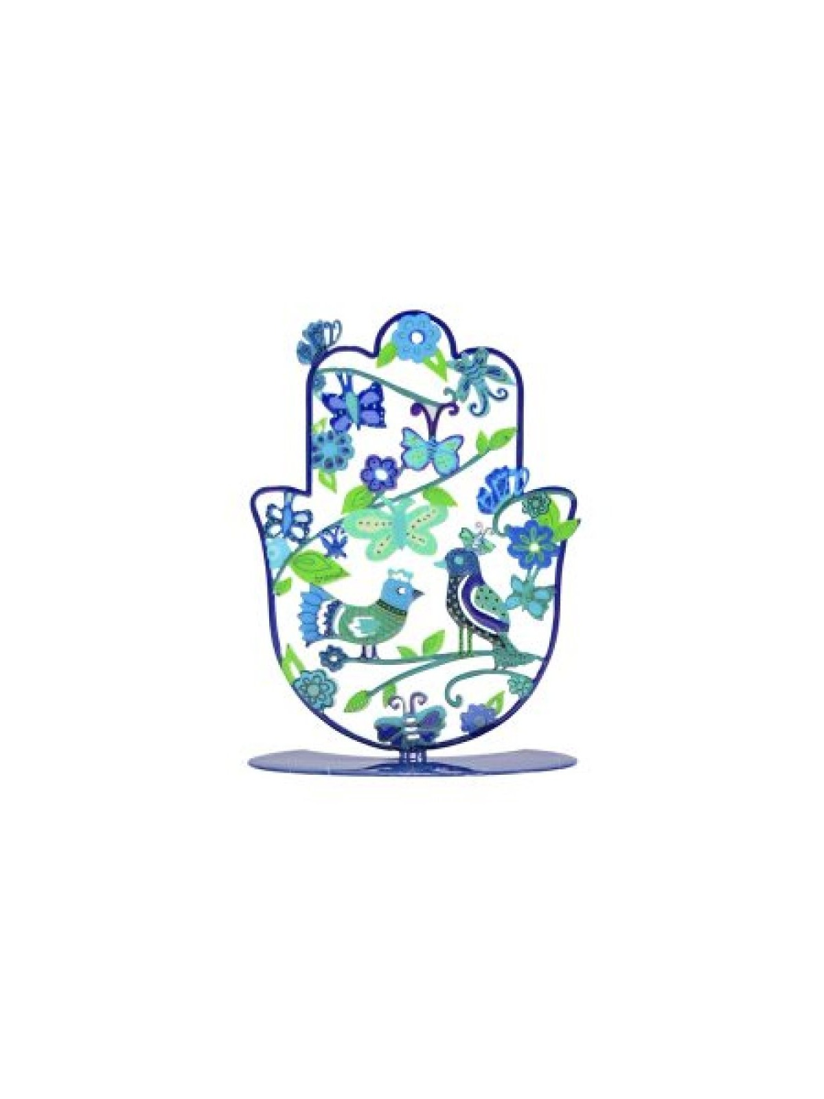 Yair Emanuel Hamsa Sculpture on Stand Blue Bird... | Table Decorations