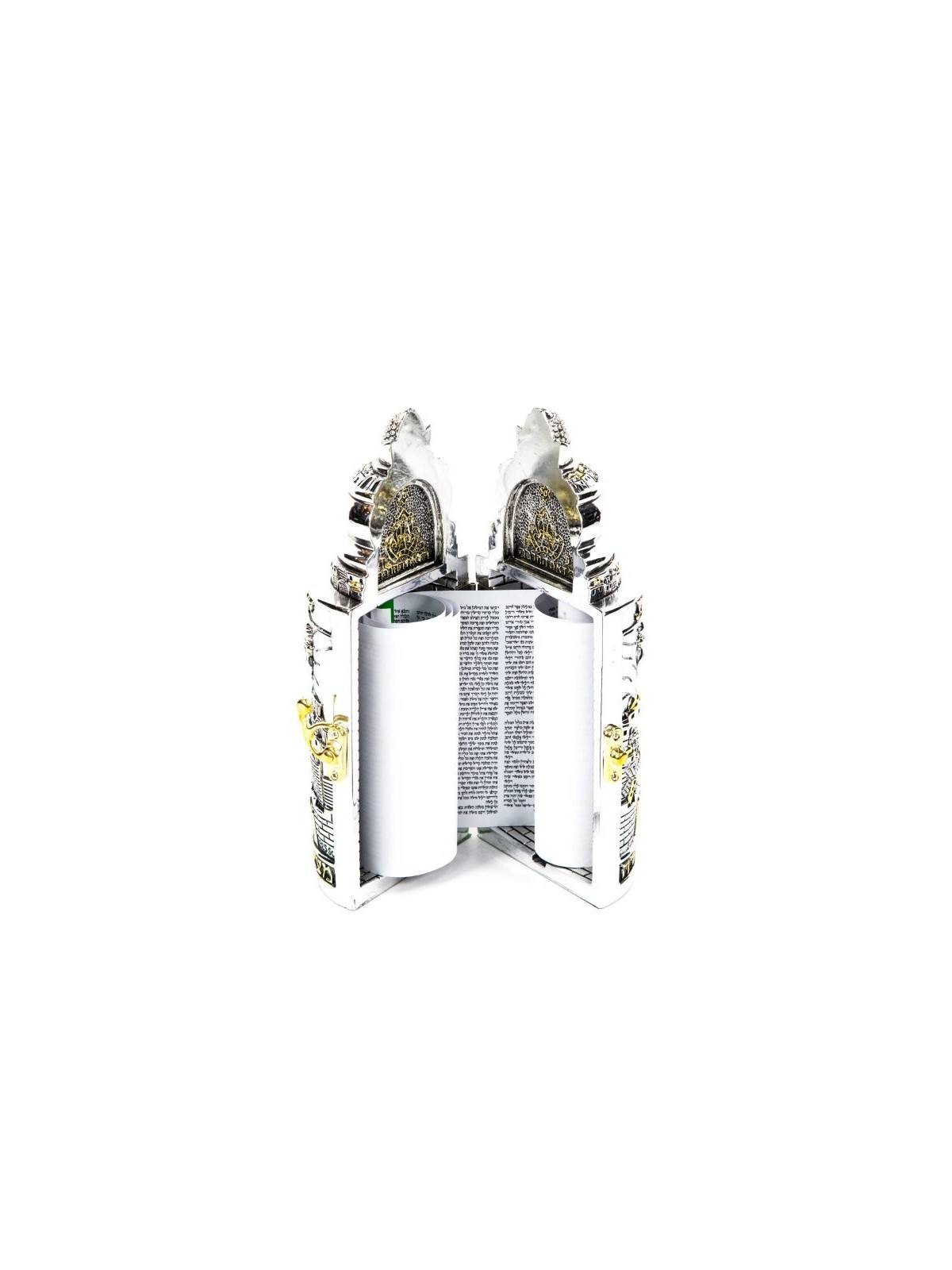 Plaqué argent avec des accents d'or Cylindre Torah Case avec... | Figurines