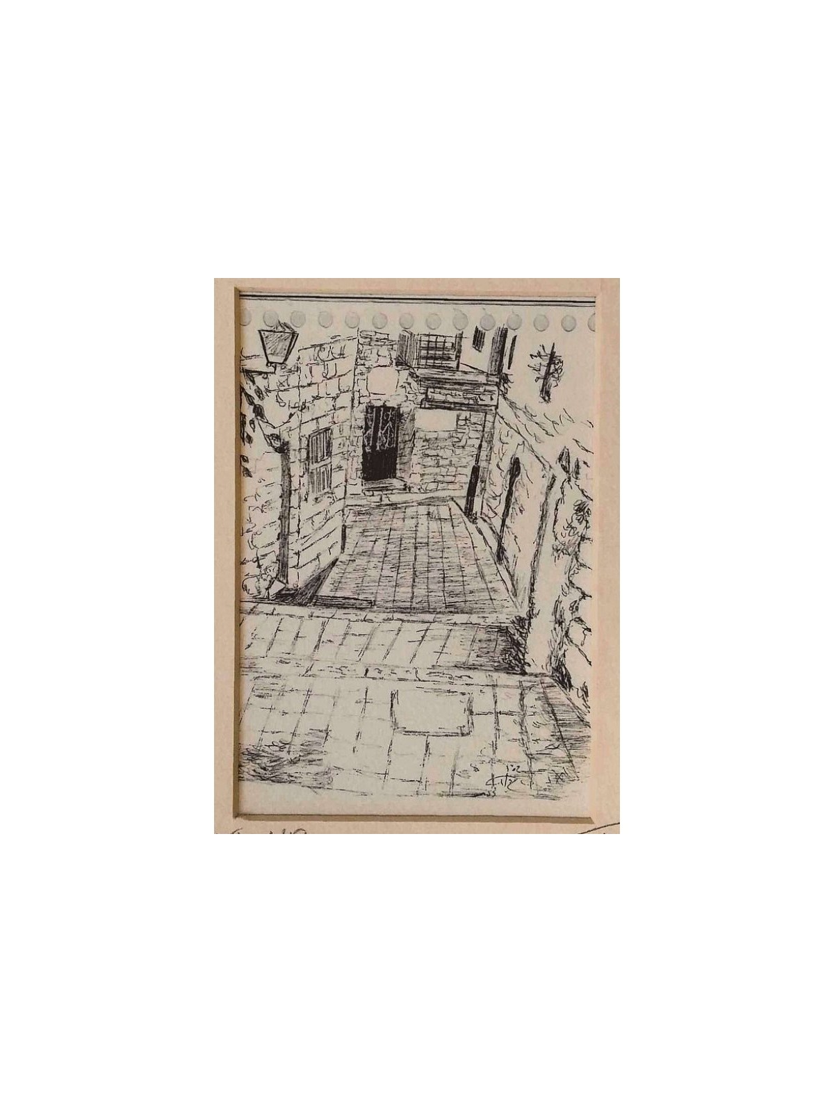 YehuditsArt Croquis imprimé d’une ruelle étroite... | Cadeau juif d'Israël