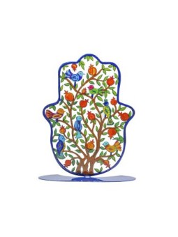 Yair Emanuel Grande Hamsa Peinte à la Main sur Socle... | Décorations de table
