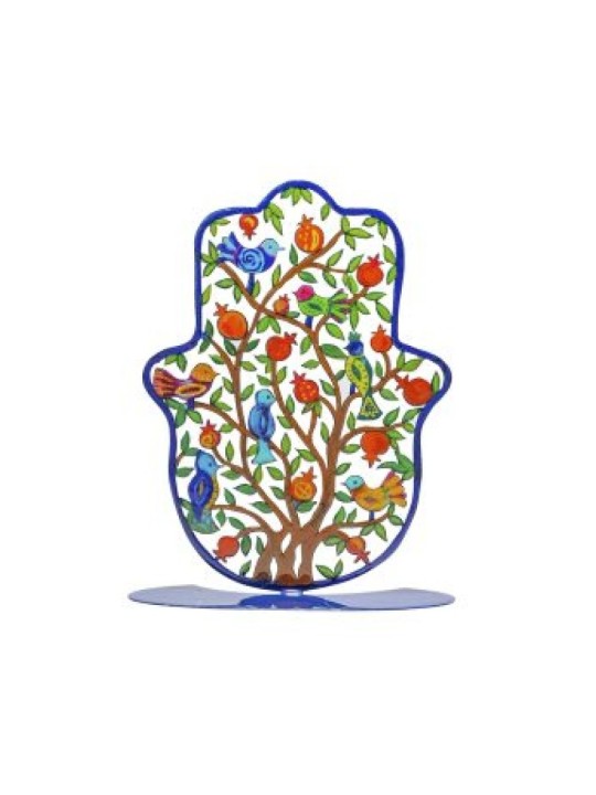 Yair Emanuel Grande Hamsa Peinte à la Main sur Socle... | Décorations de table