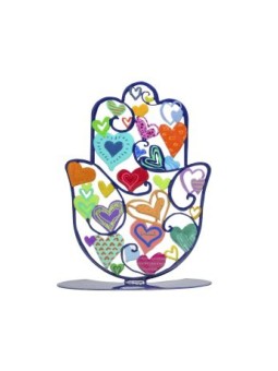 Yair Emanuel Grande Hamsa Peinte à la Main sur Socle C... | Décorations de table