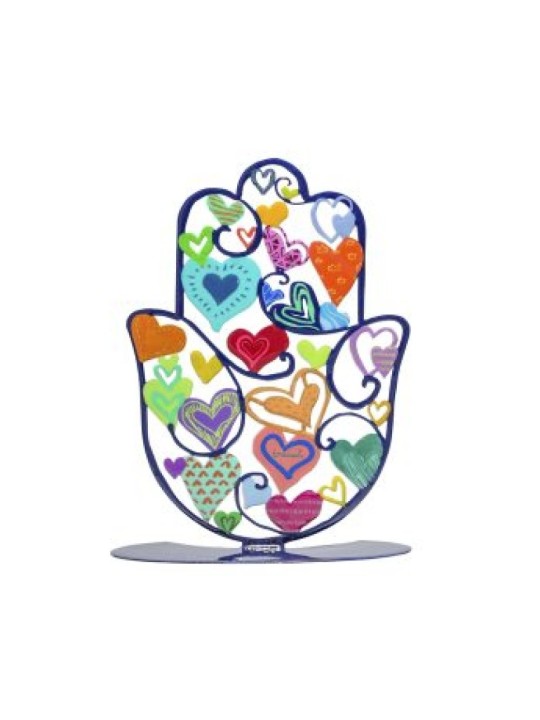 Yair Emanuel Grande Hamsa Peinte à la Main sur Socle C... | Décorations de table