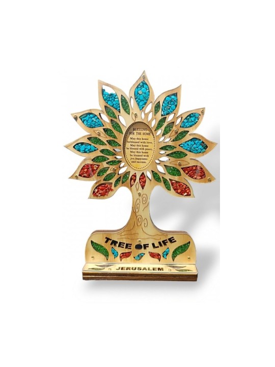פסל עומד עץ חיים צבעוני עם ח... | קישוטי שולחן