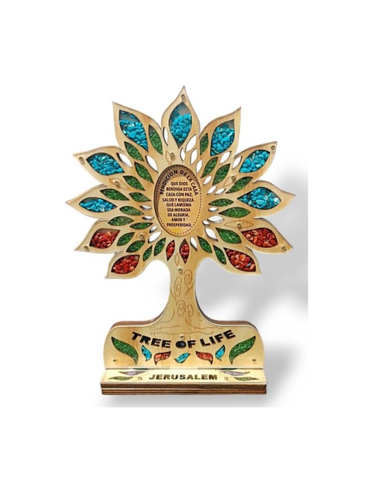 פסל עומד עץ חיים צבעוני עם ח... | קישוטי שולחן