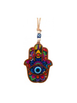 Tenture murale Hamsa en bois avec protection contre le mal... | Tentures murales