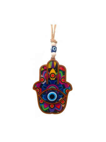 Tenture murale Hamsa en bois avec protection contre le mal... | Tentures murales