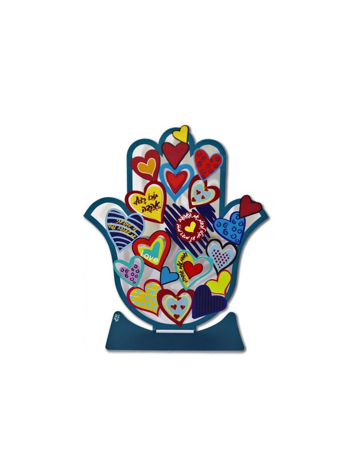 Dorit Judaica Sculpture Hamsa sur pied avec cœurs et... | Hamsa en métal
