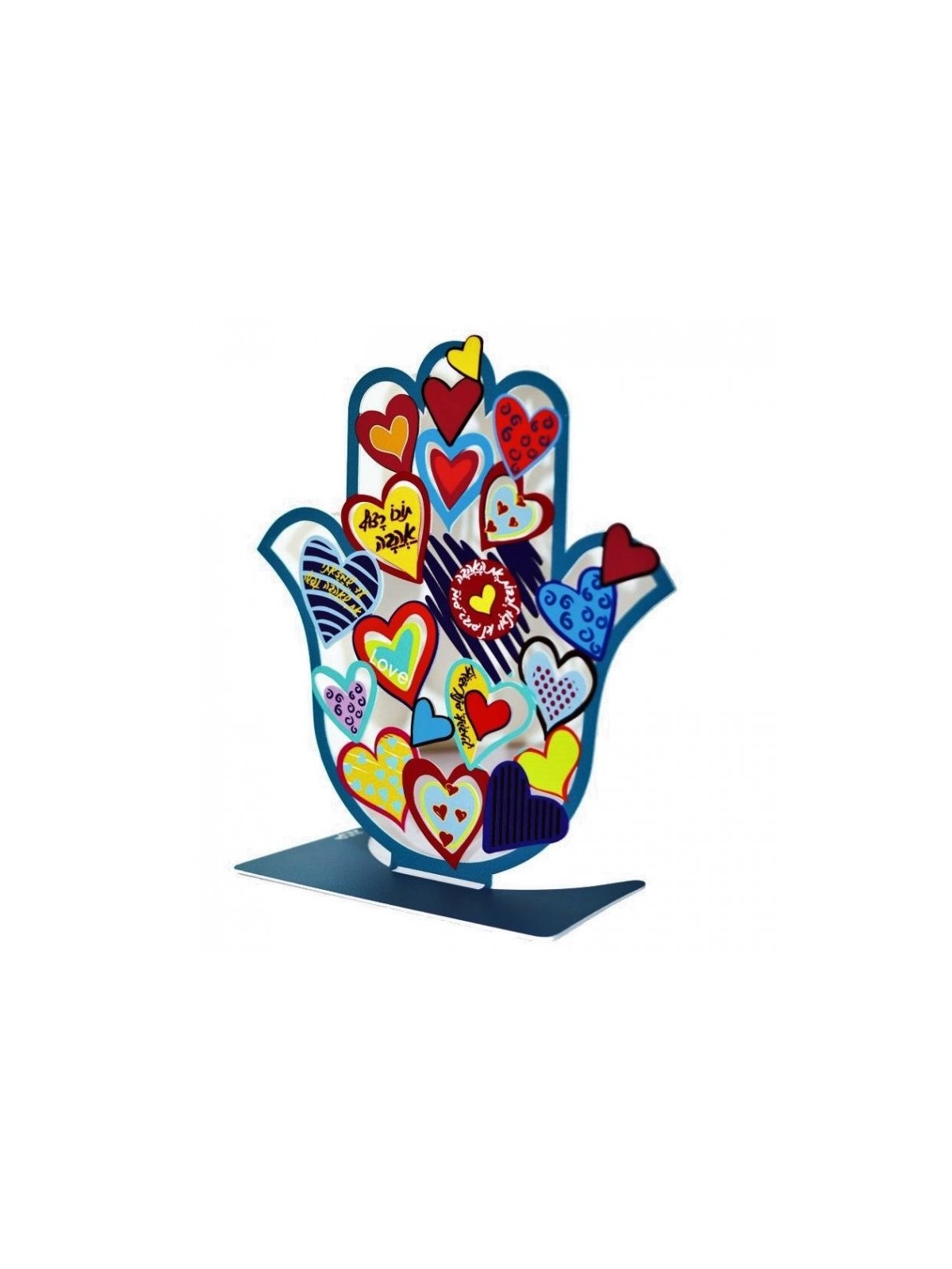 Dorit Judaica Sculpture Hamsa sur pied avec cœurs et... | Hamsa en métal