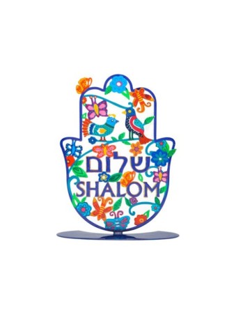 Yair Emanuel Standing Hamsa Hand Painted Spring... | Table Decorations