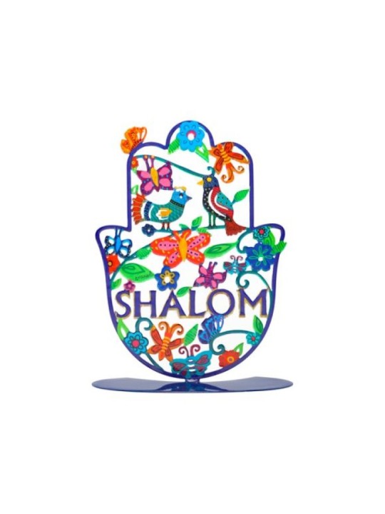 יאיר עמנואל עומד חמסה ציפורים מצוירות ביד ... | קישוטי שולחן