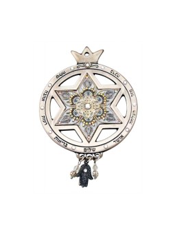 Shades of Silver Pomegranate Blessing by ... | Jewish Gift from Israel