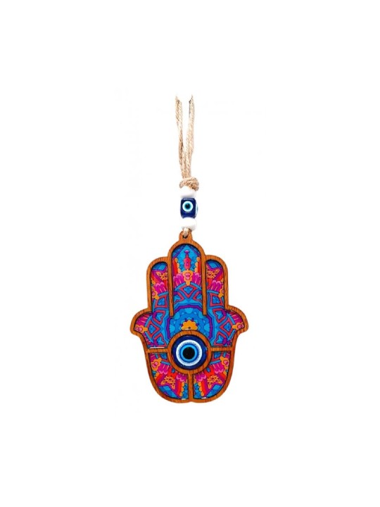 Tenture murale Hamsa en bois avec protection contre le mal... | Tentures murales